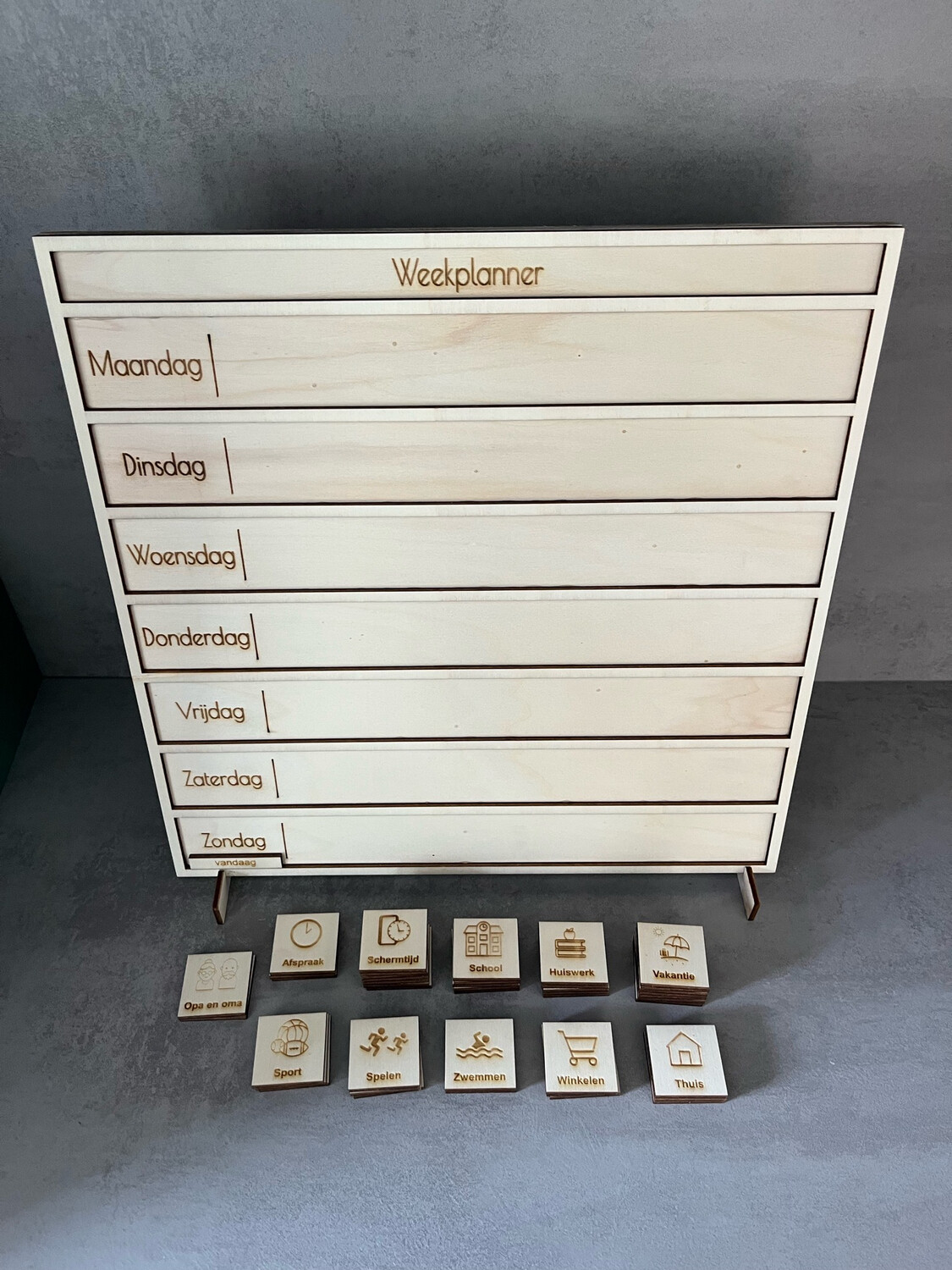 Weekplanner Hout Incl Pictogrammen