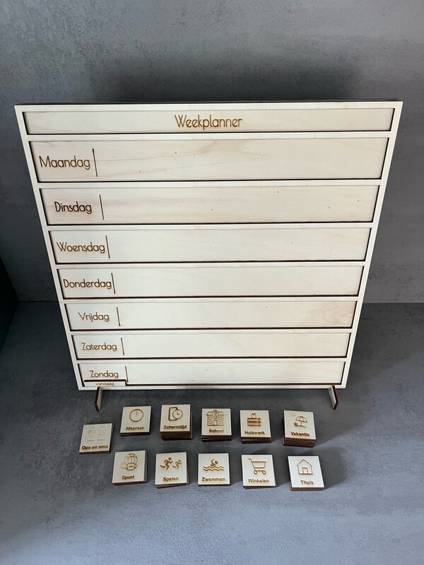 Weekplanner Hout Incl Pictogrammen