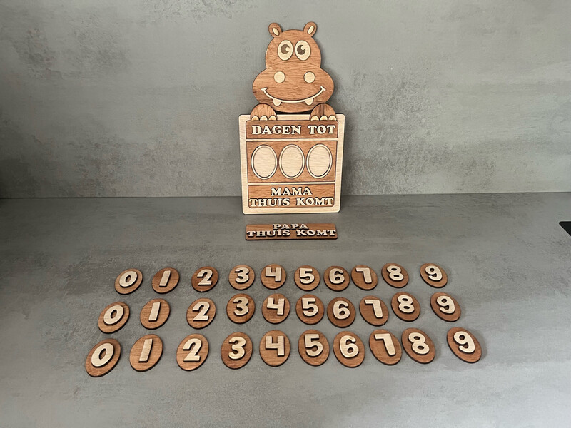 Aftelkalender Hippo hout Blank