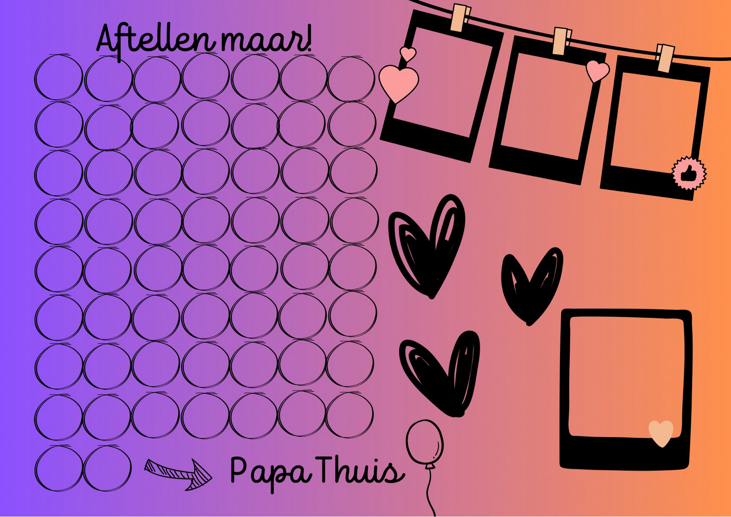 Sticker Aftelkalender Gepersonaliseerd A3 Formaat