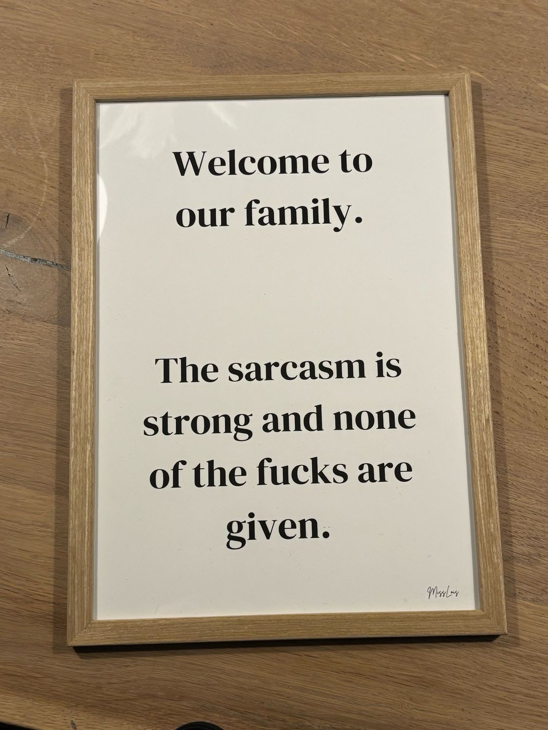 Poster quote "Welcome to our family"