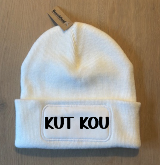 Muts / Beanie Wit met tekst KUT KOU