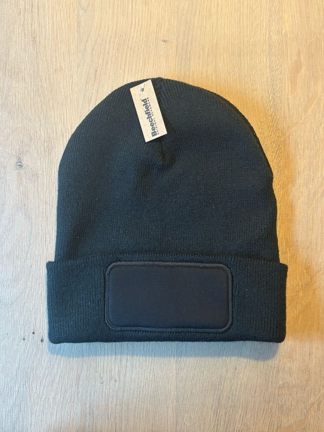 Muts/Beanie Zwart met eigen tekst