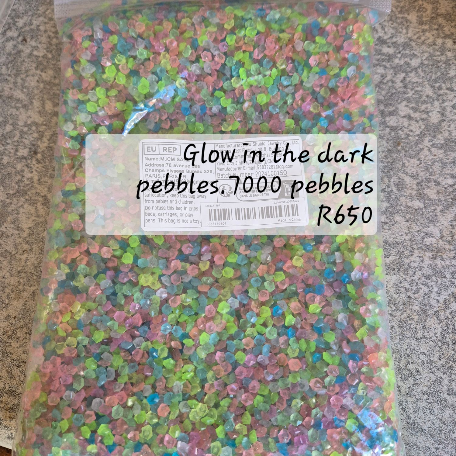 Glow in the dark pebbles