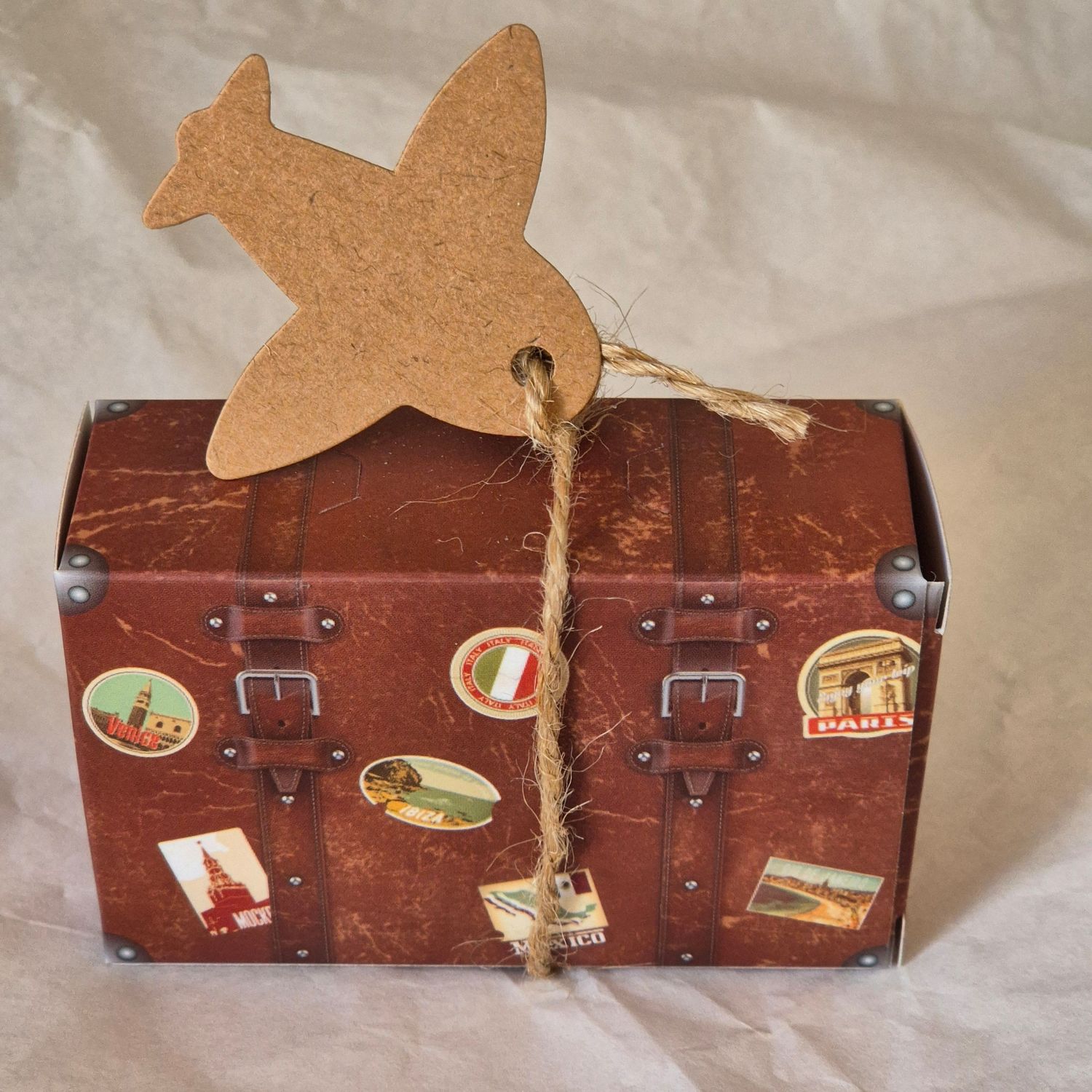 Brown suitcase.