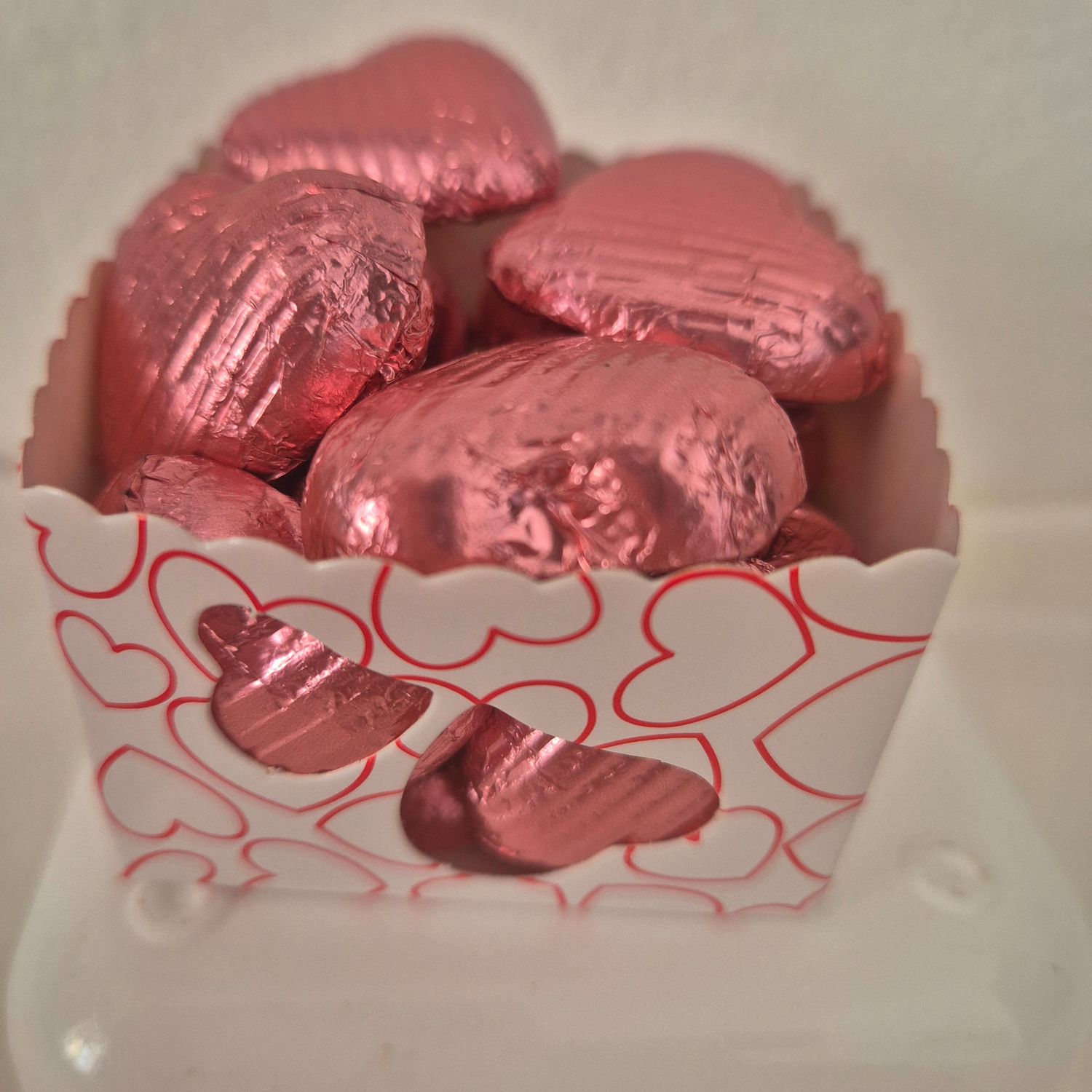 Little heart box filled with chocolates