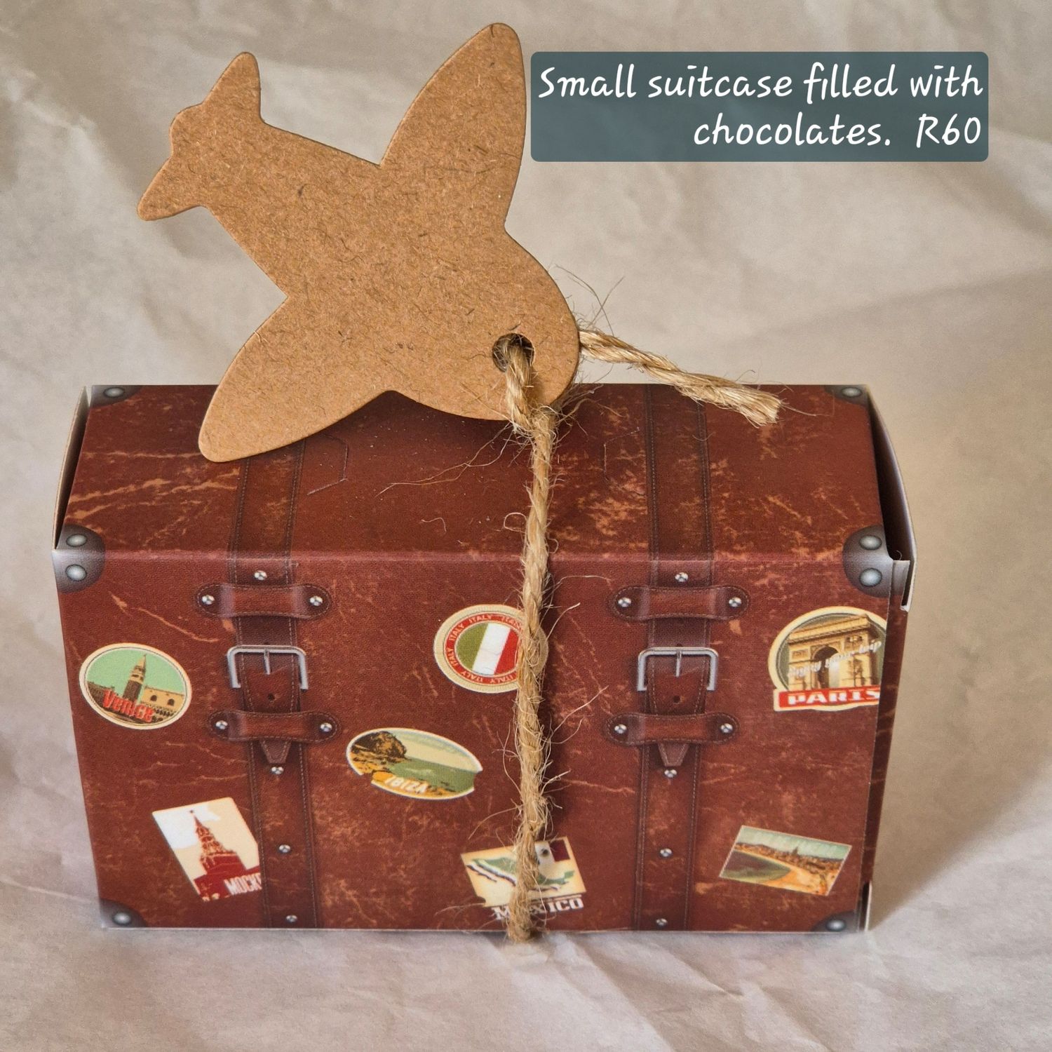 Suitcase filled with chocolate nuts