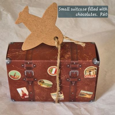 Suitcase filled with chocolate nuts