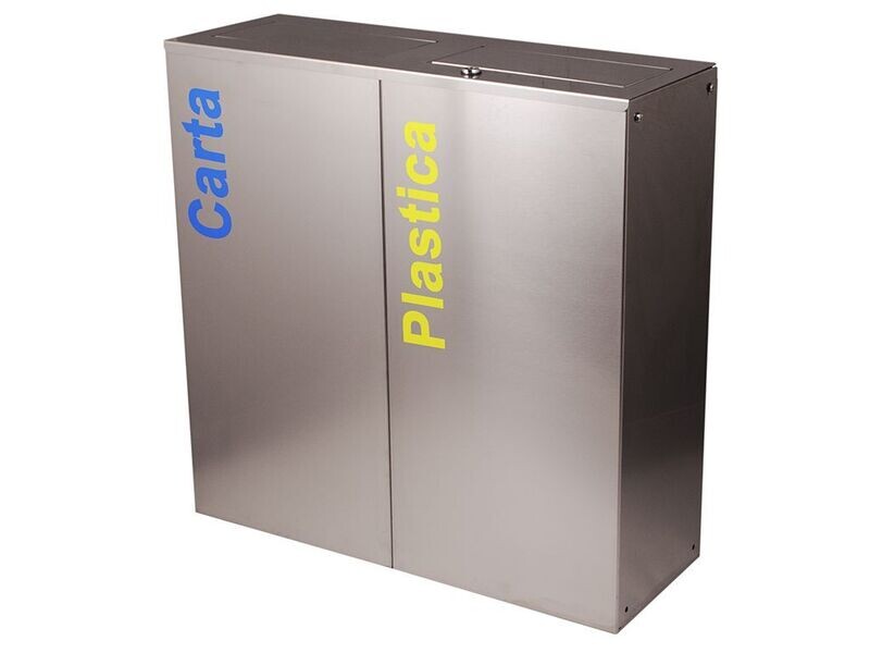 CESTINO CON BASCULANTE 60LT x2  TOTAL INOX MODULARE