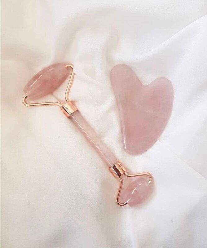 Gua Sha & Jade Roller Set Pink