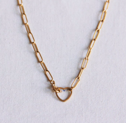 Edelstalen D-ketting ketting met open hart sluiting