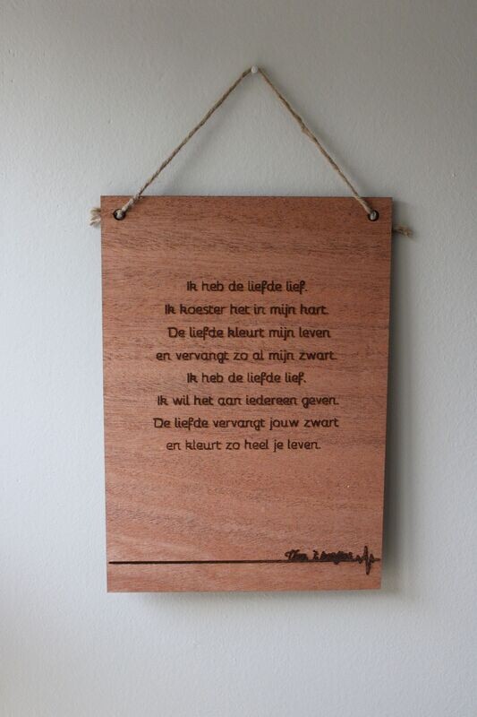 Houten bord 'Ik heb de liefde lief'