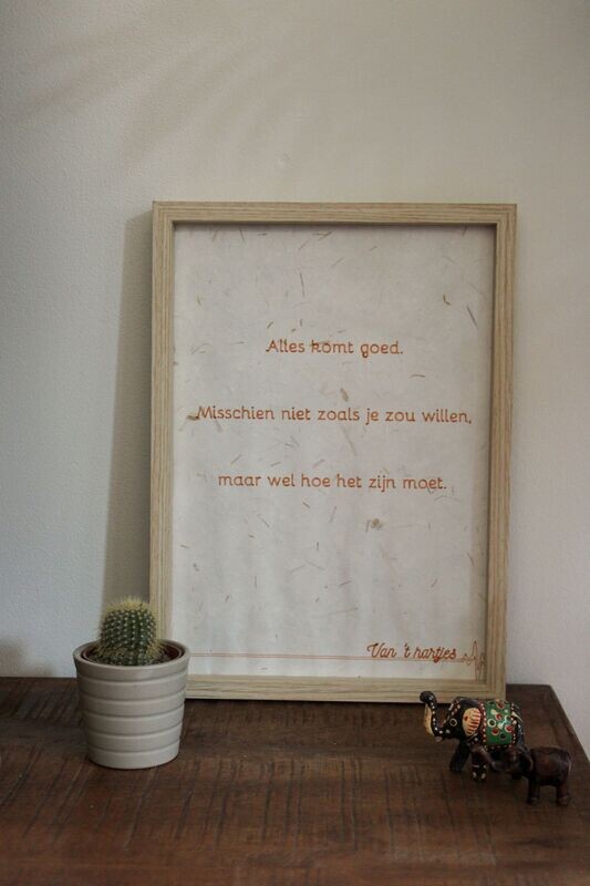 Tekst in lijst 'Alles komt goed' naturel