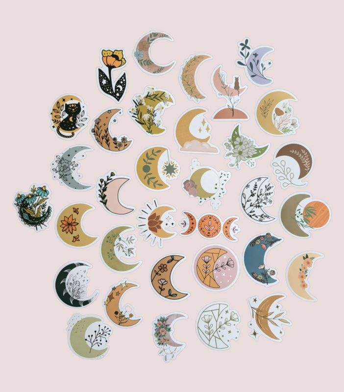 5x Stickers Moons