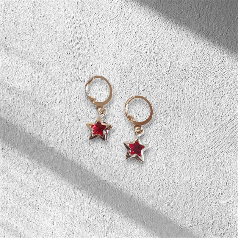 Oorbellen Ster rood