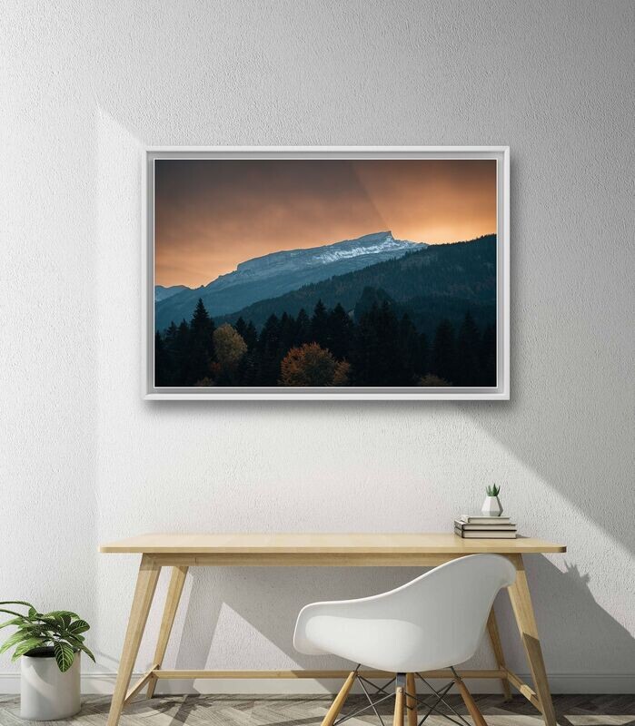 Wandbild Golden Sunset - Alu-Dibond im weißen Schattenfugenrahmen