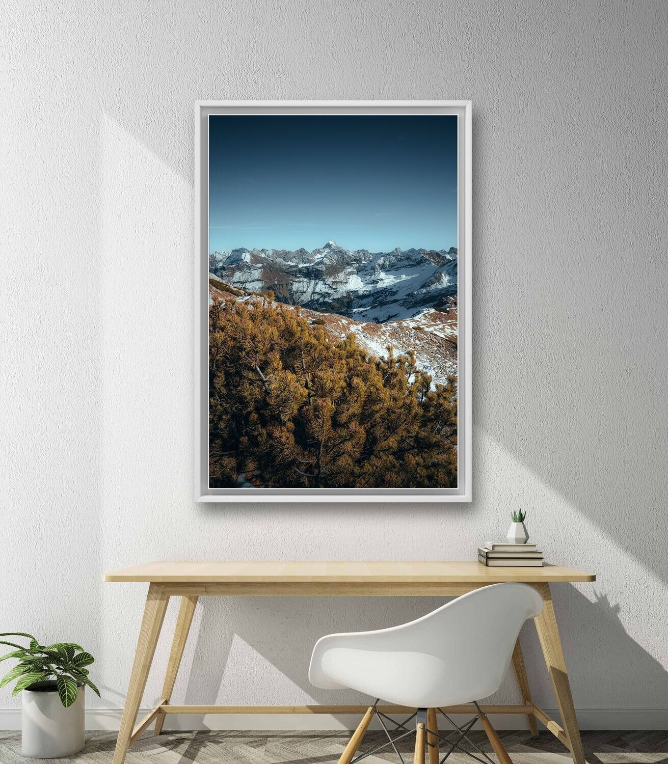 Mural Wanderlust - aluminum dibond in a white shadow gap frame