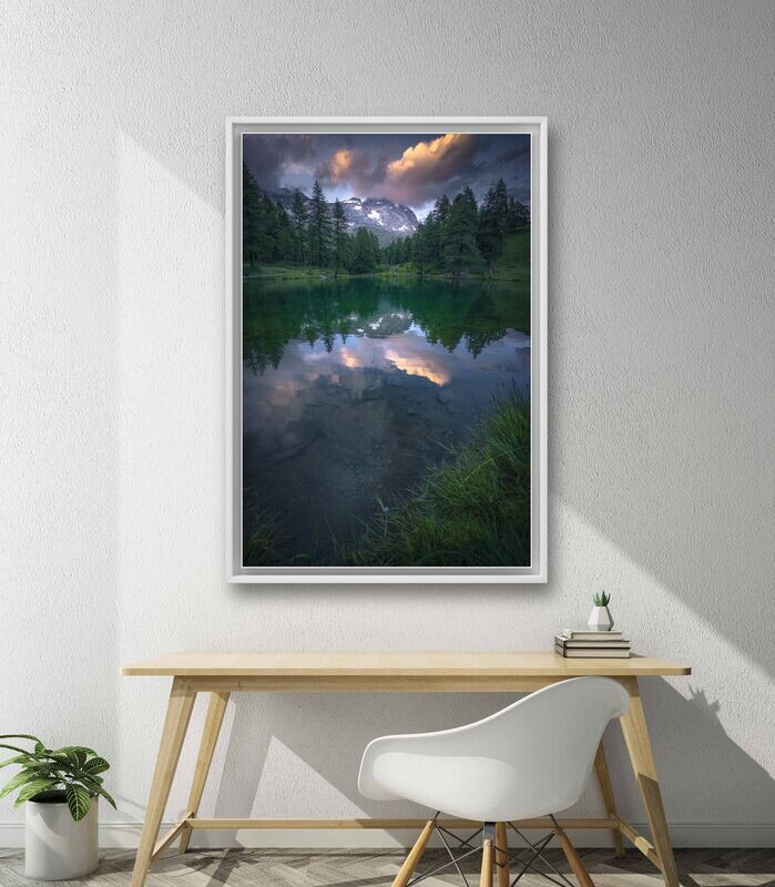 Wandbild Lac Bleu - Alu-Dibond im weißen Schattenfugenrahmen