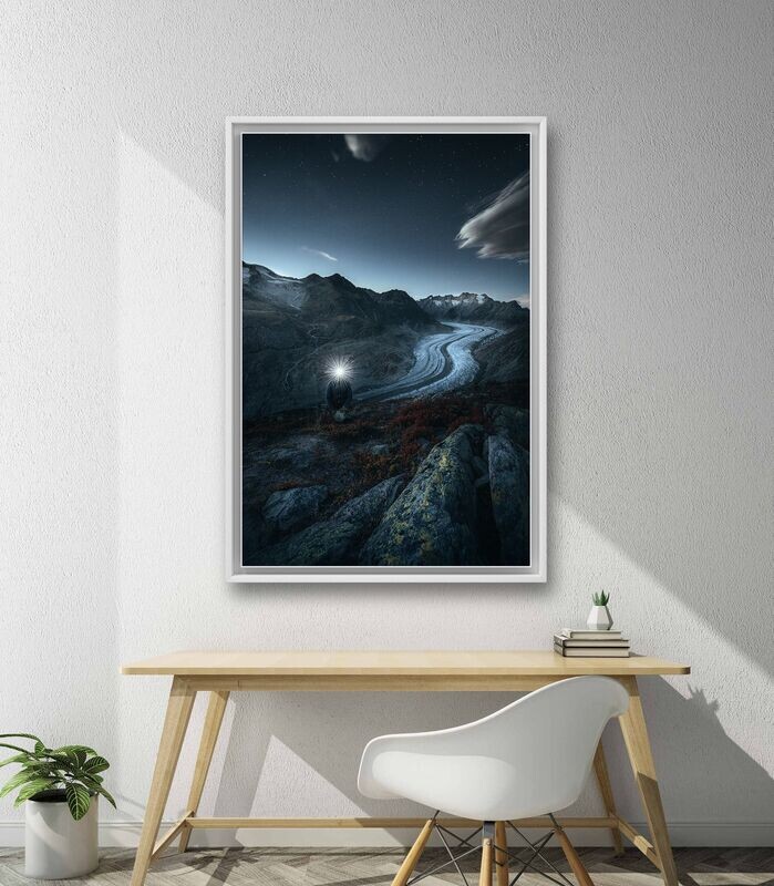 Wandbild Sparkling Glacier - Alu-Dibond im weißen Schattenfugenrahmen