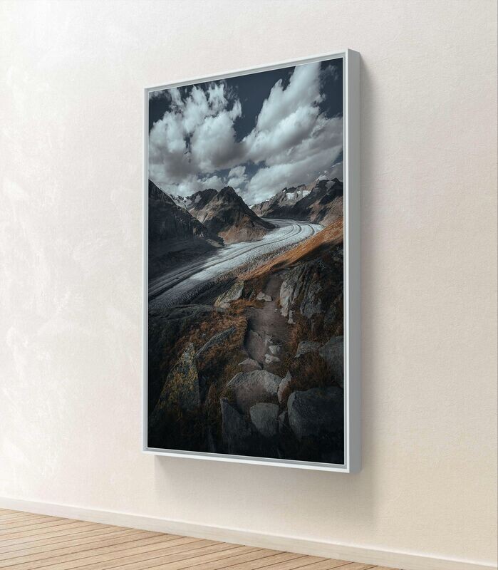 Wandbild Glacier Path - Alu-Dibond im weißen Schattenfugenrahmen - 3D-Ansicht