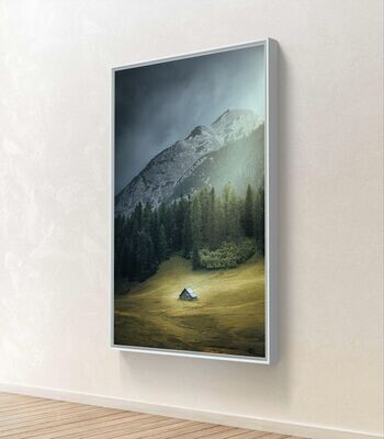 Wandbild Lonely Hut - Alu-Dibond im weißen Schattenfugenrahmen - 3D-Ansicht