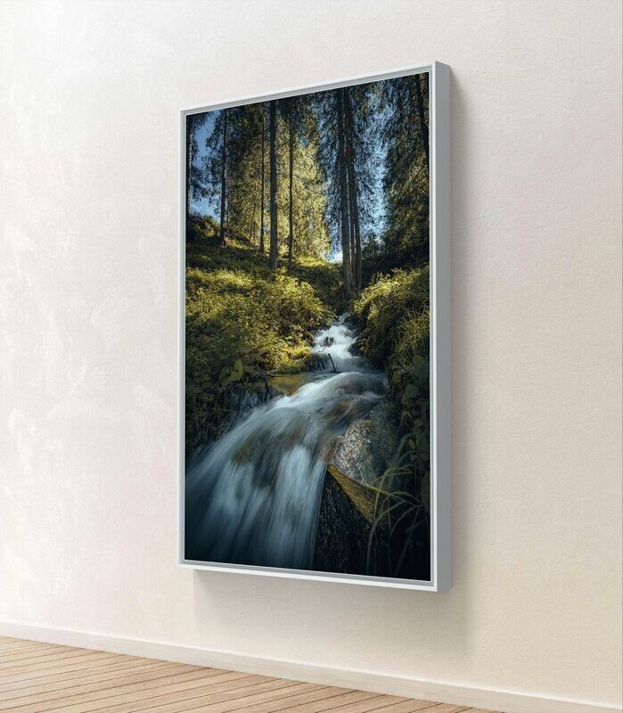 Wandbild Flowing Water - Alu-Dibond im weißen Schattenfugenrahmen - 3D-Ansicht