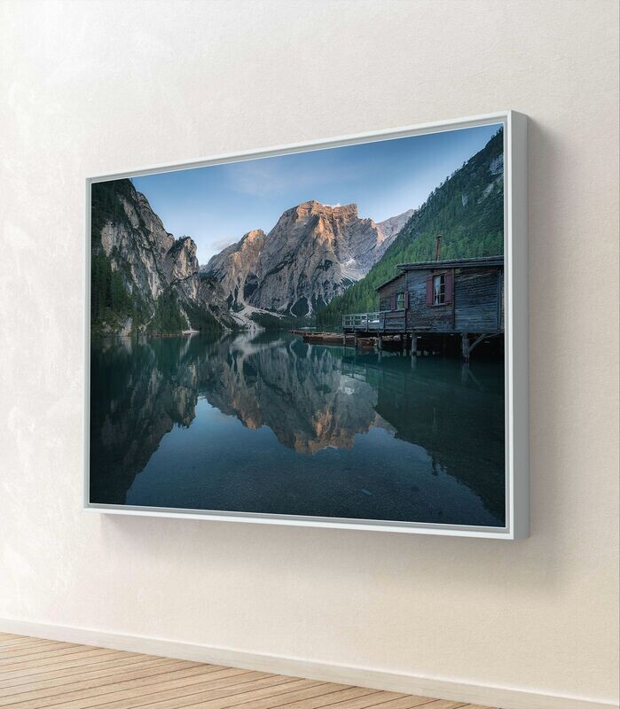 Wandbild Lake View - Alu-Dibond im weißen Schattenfugenrahmen - 3D-Ansicht