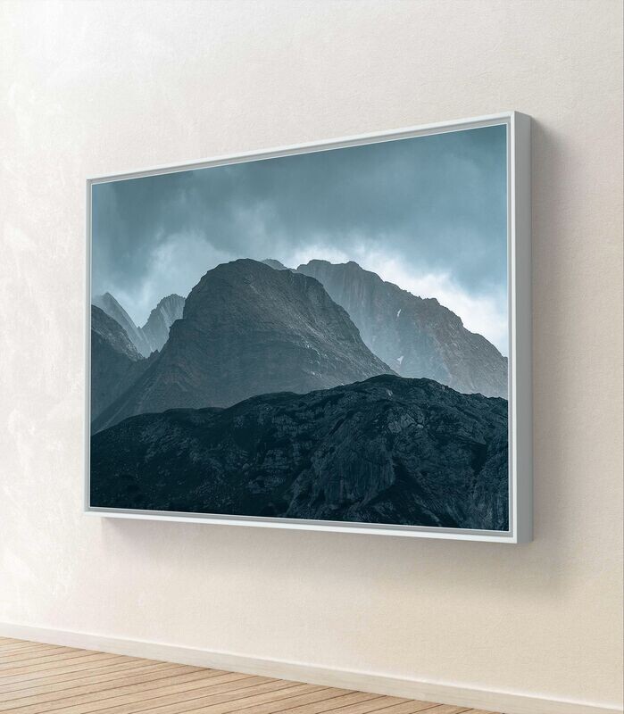 Wandbild Mountain Lines - Alu-Dibond im weißen Schattenfugenrahmen - 3D-Ansicht