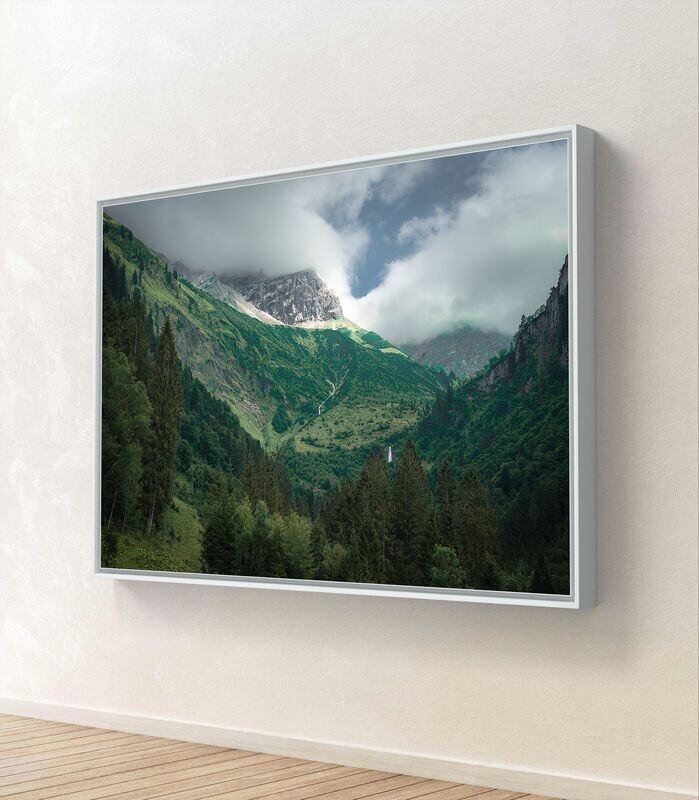 Wandbild The Valley - Alu-Dibond im weißen Schattenfugenrahmen - 3D-Ansicht
