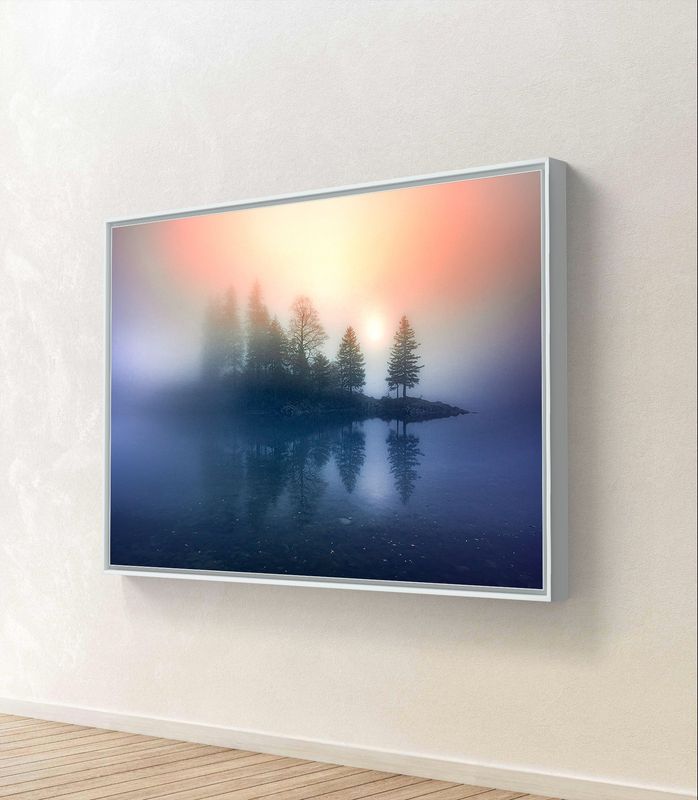 Mural There Is a Light - aluminum dibond in a white shadow gap frame - 3D view