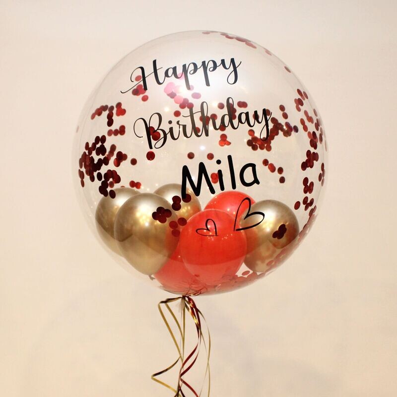Personalisierter Birthday Bubble "Gold & Red"
