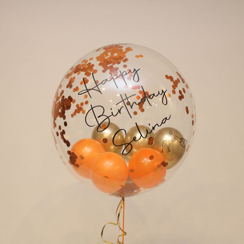 Personalisierter Birthday Bubble "Gold & Orange"