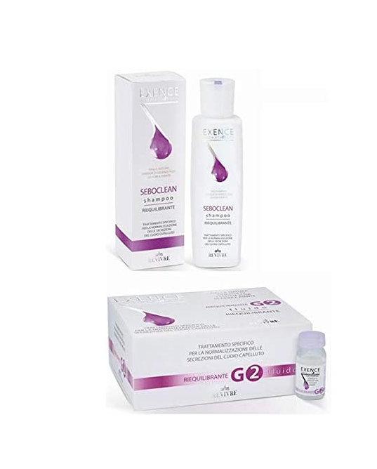 REVIVRE Shampoo Seboclean Exence Riequilibrante Revivre 200 ml + G2 Fluido  Exence Riequilibrante 6 x-10-ml trattamento profondo per capelliI