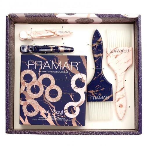 FRAMAR Holi-Yay Kit ACCESSORI PER COLORE CAPELLI contiene Clips + Cartine + 2 Pennelli