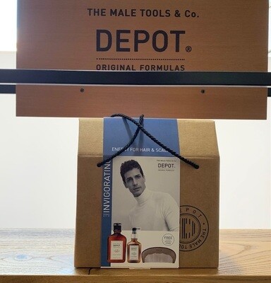 DEPOT KIT INVIGORATING contiene shampoo n. 105 250ml - n. 206 concentrated invigorating lotion 100ml - PETTINE TASCABILE IN REGALO