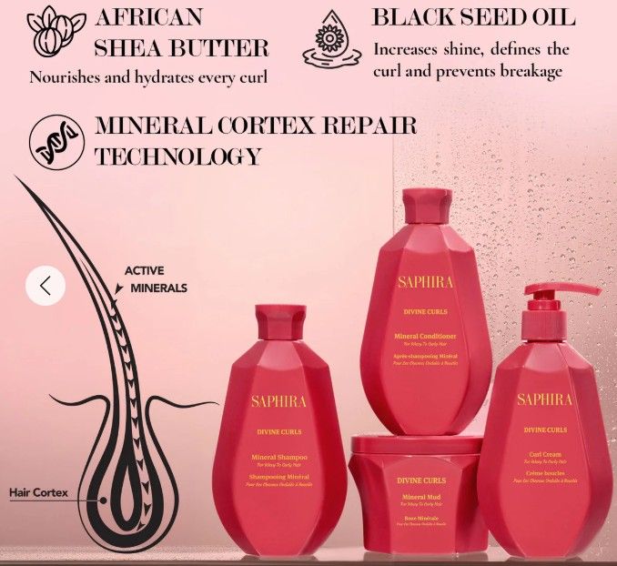 SAPHIRA Divine Curls Kit ( shampoo , Mud , Curl Cream )