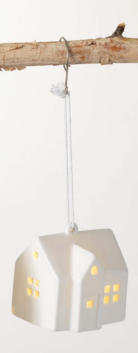 White Ceramic LED House Ornament
