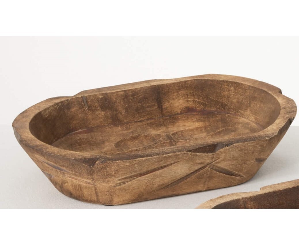 Wooden Oblong Dough Bowl Large