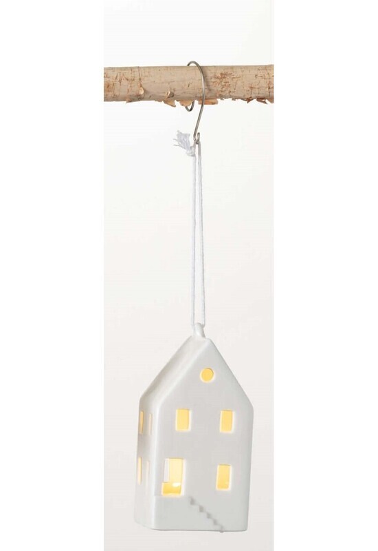 White Ceramic LED House Ornament