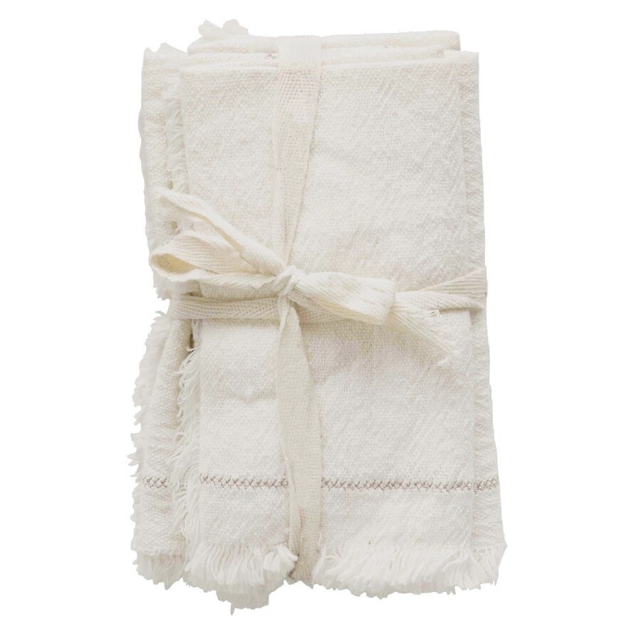 CreativeCo-Op Cotton Napkins with Fringe set of 4
