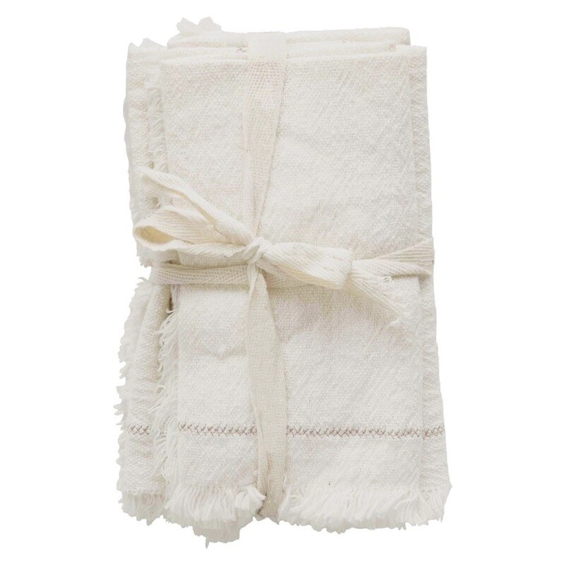 CreativeCo-Op Cotton Napkins with Fringe set of 4