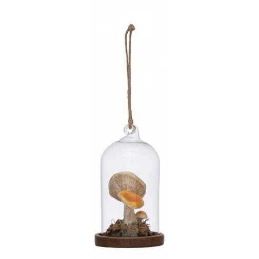 Glass Cloche Mushroom Ornament