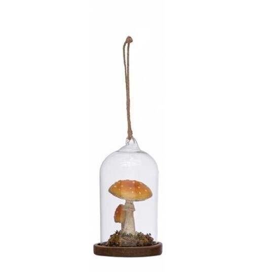 Glass Cloche Mushroom Ornament