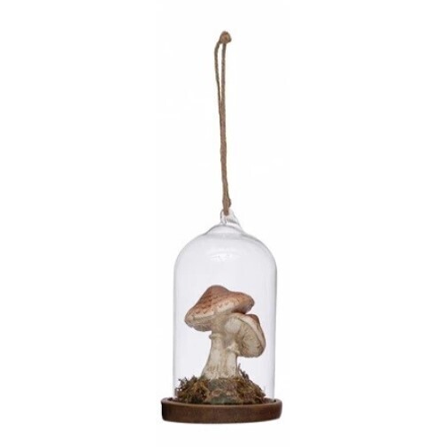 Glass Cloche Mushroom Ornament