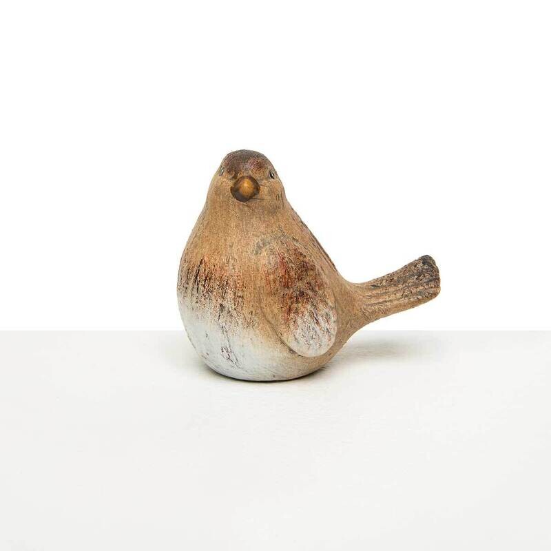 Bird Tan Brown Small Terra Cotta