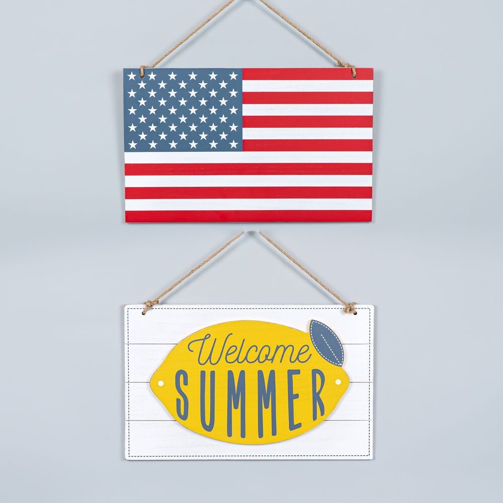 American Flag and Summer Door Hanger