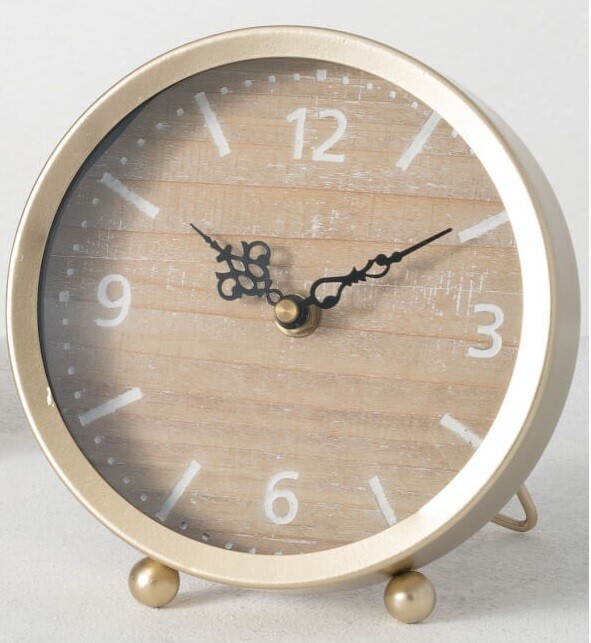 Natural Round Face Desk Clock