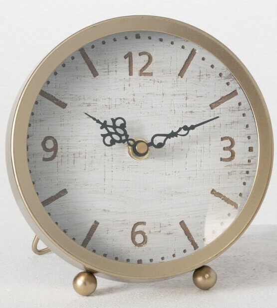 White Round Face Desk Clock