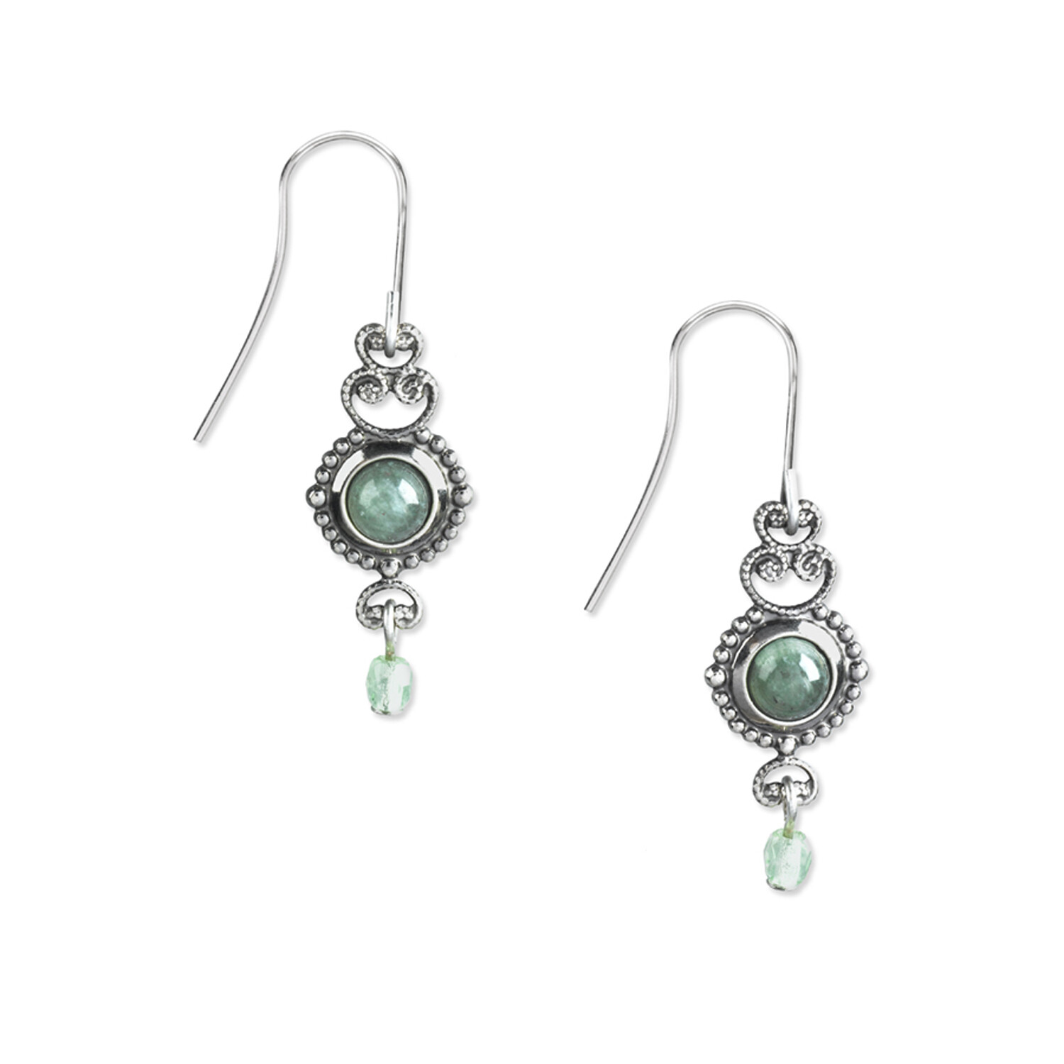 Silver Forest Earrings Silver Mint Agate Filigree