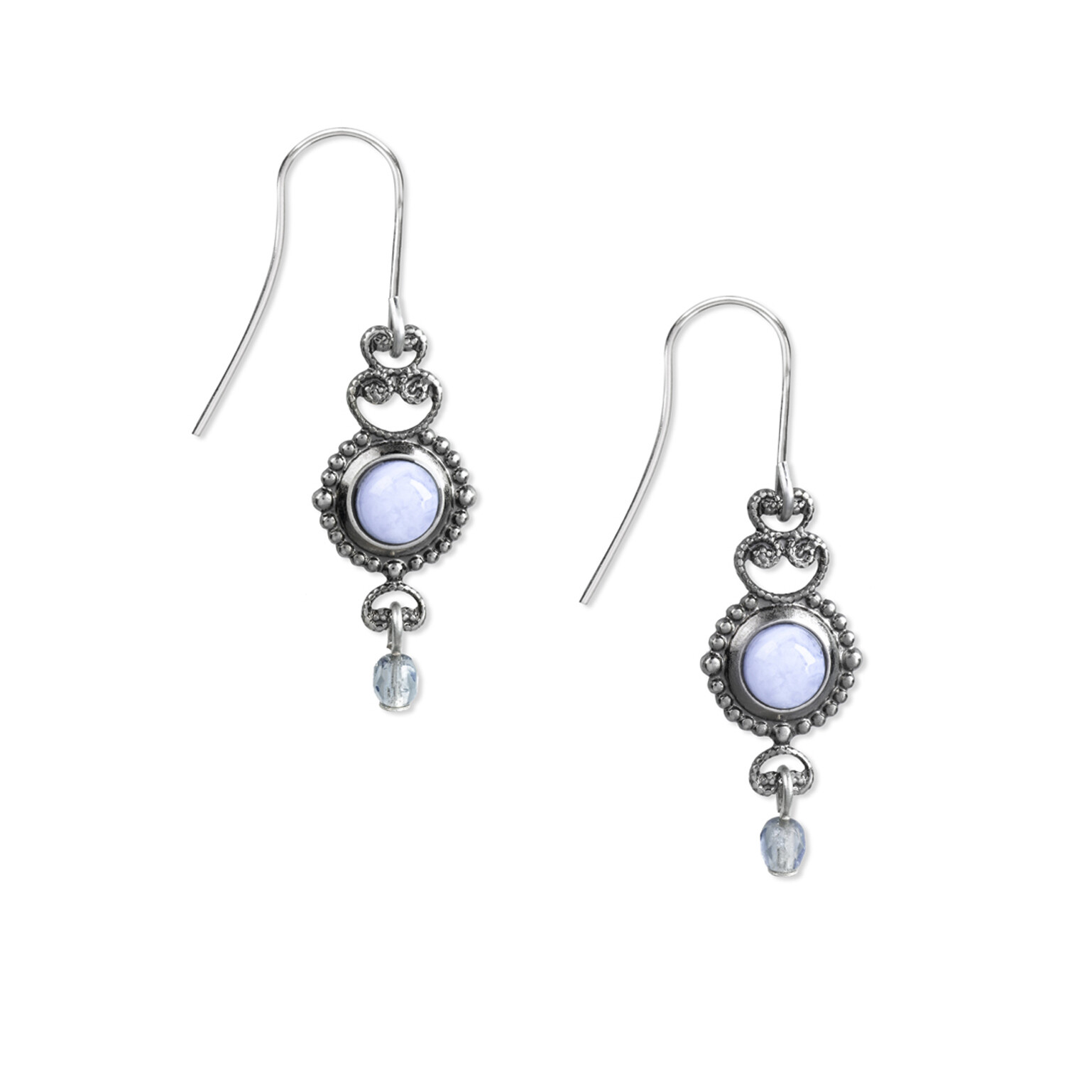 Silver Forest Earrings Silver Blue Agate Filigree